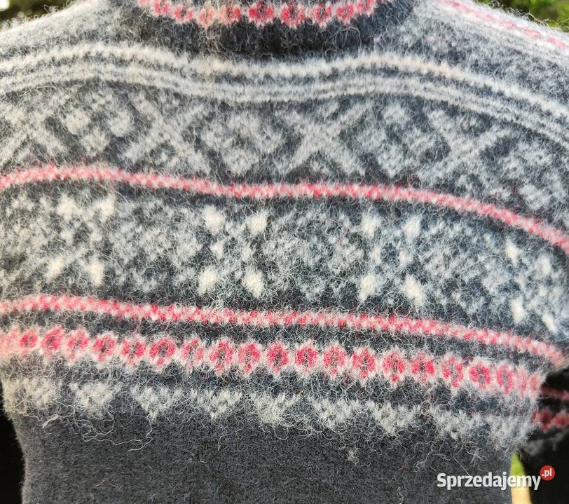 Sweter wełniany S 36 wełna czarny kolorowy wzór Odzież damska Szczecin