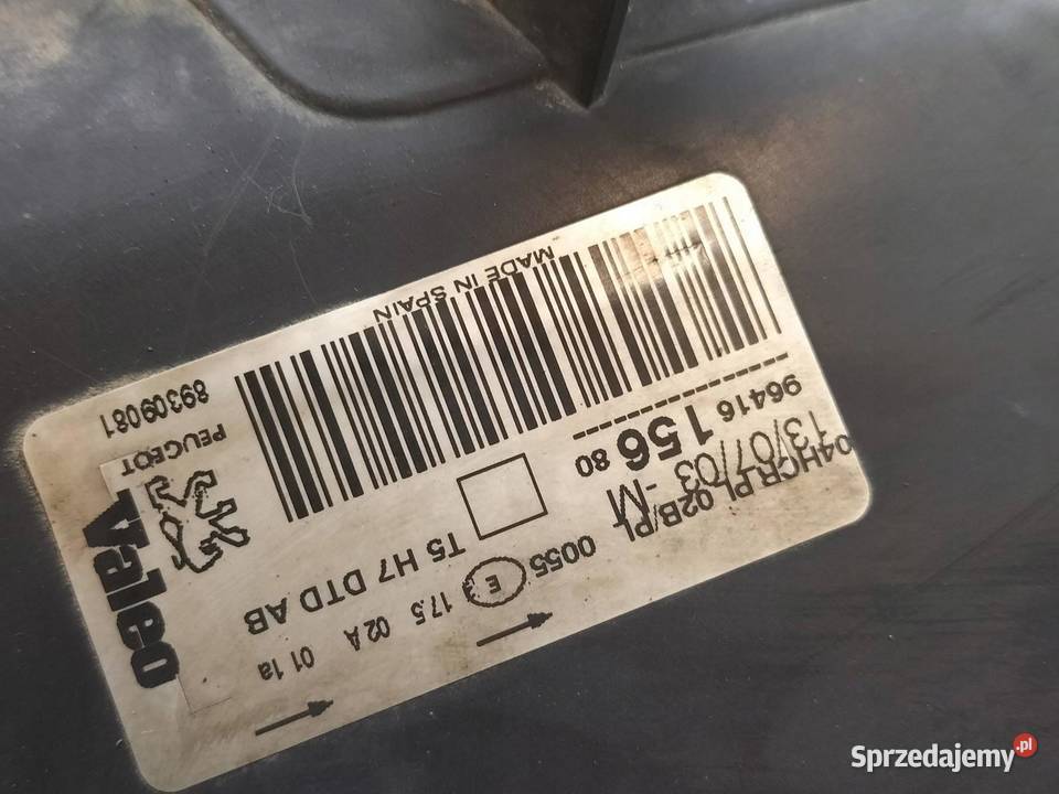 LAMPA PRZÓD PRAWA EU 9641615680 Peugeot 307 I