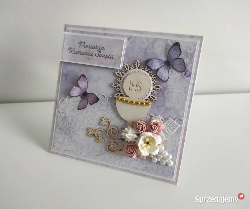 Kartka ręcznie robiona na Komunię Świętą w Łódź