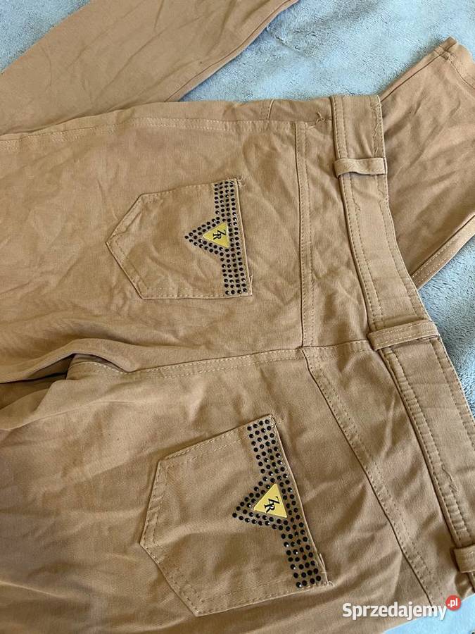 Spodnie jegginsy rurki skinny beżowe