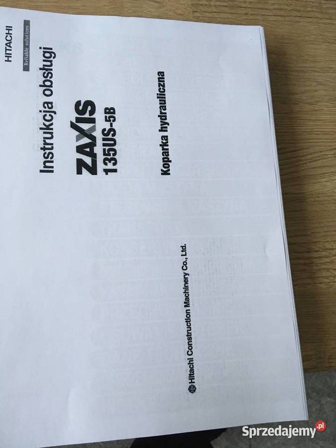 dtr instrukcja obsługi koparka hitachi zx135us5b zachodniopomorskie Szczecin