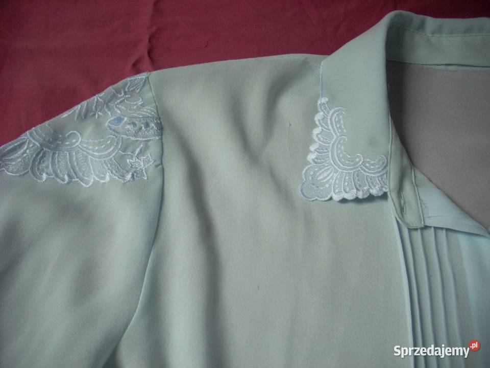 Błękitna Zwiewna Koszula z haftem 44 46 długi Nowy Sącz sprzedam