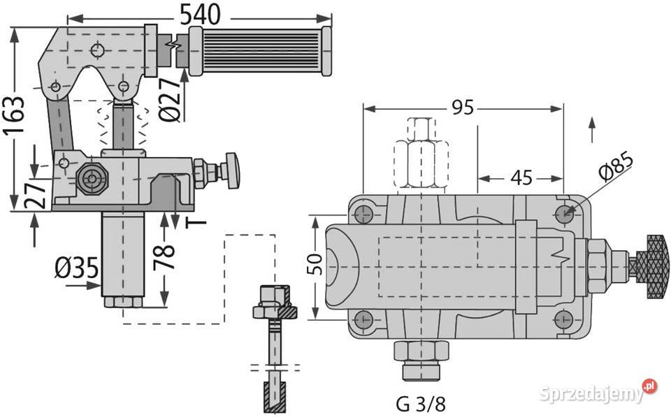 POMPA HYDRAULICZNA RĘCZNA JEDNOSTRONNAZBIORNIK Solec Kujawski sprzedam