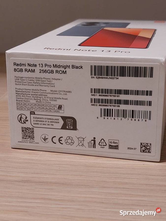 Xiaomi Redmi Note 13 Pro 256 GB Nowy Warszawa