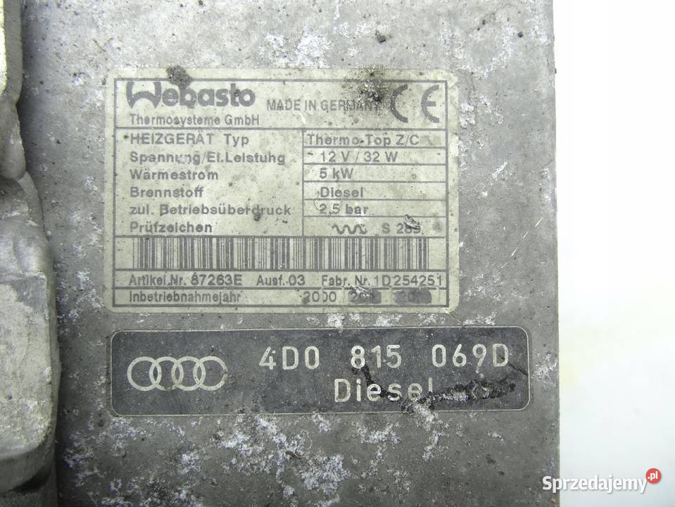 AUDI A8 D2 9902 WEBASTO OGRZEWANIE 4D0815069D osobowe