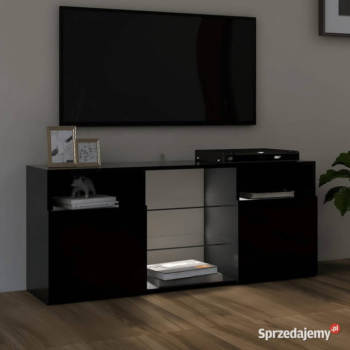 Szafka TV z oświetleniem LED czarna 120x30x50 RTV Warszawa
