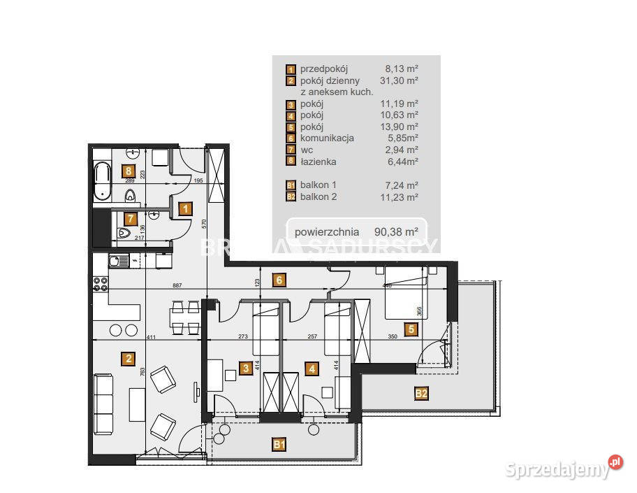 Mieszkanie sprzedam Kraków 9038m2 4 pokoje