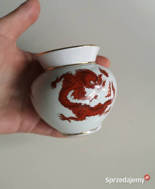 Wazonik porcelana Czerwony Smok vintage