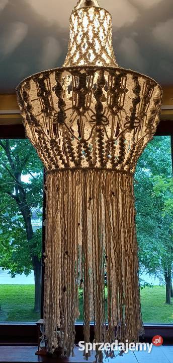 Biały abażur lampion wiszący makrama 5mm 3PLY Kraków