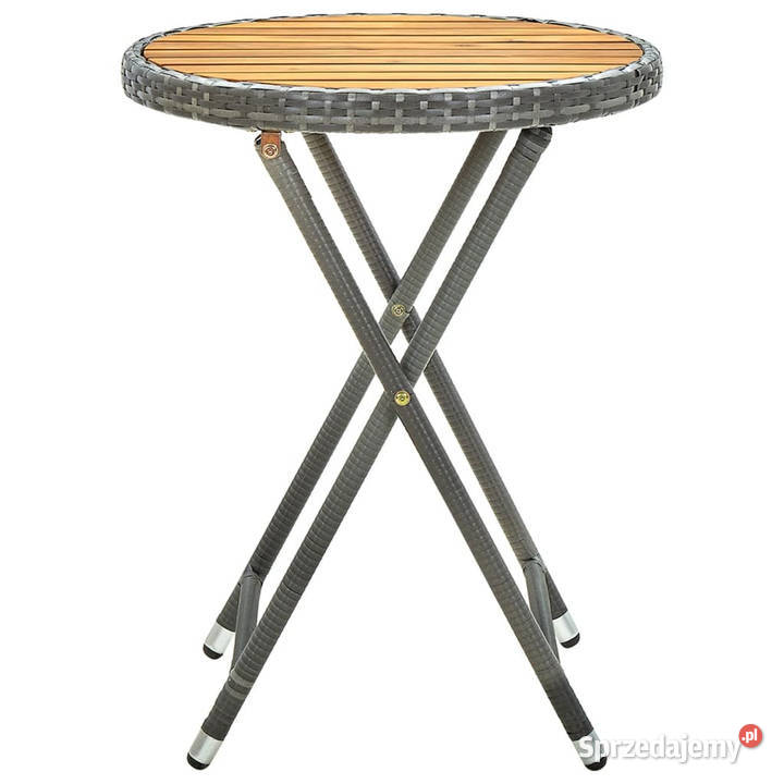 Stolik herbaciany szary 60 rattan PE i drewno mazowieckie Warszawa