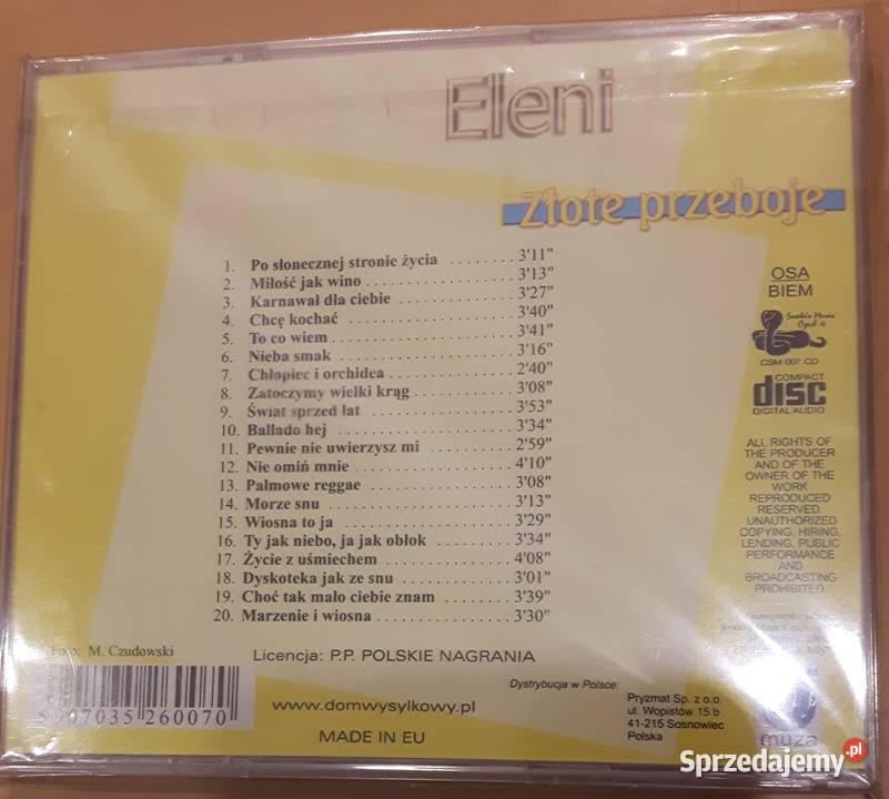 Eleni Złote Przeboje płyta CD CD Lutomiersk
