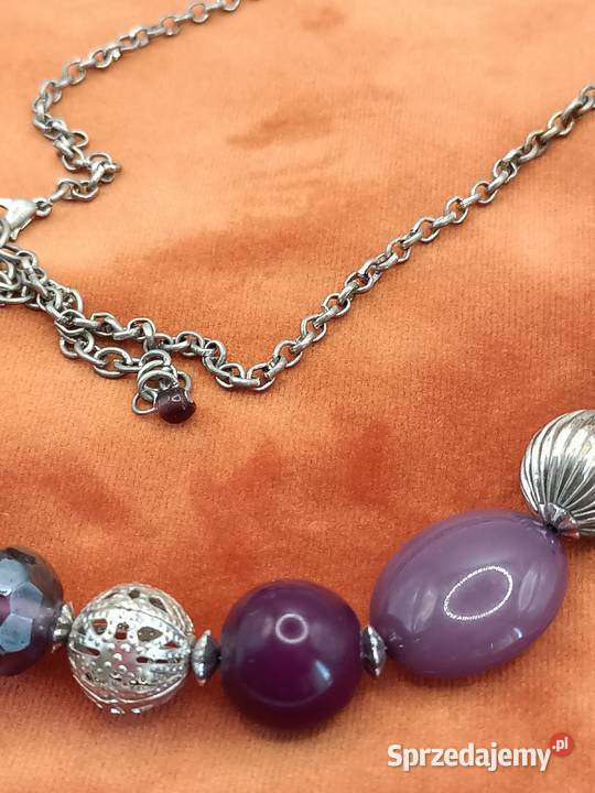 Biżuteria naszyjnik korale z fioletowym Zamość