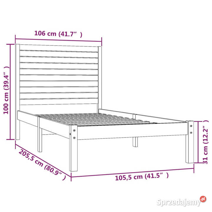 Rama łóżka lite drewno 100 x 200 WM3104598 Łóżka