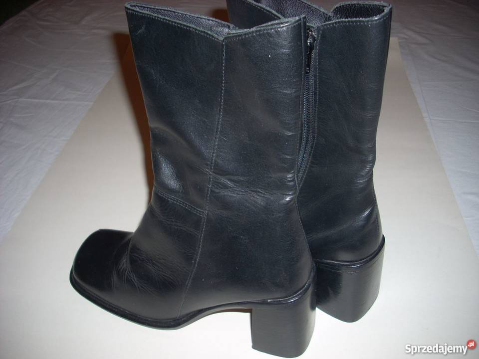 Skórzane Botki Kozaki 37 Skóra małopolskie