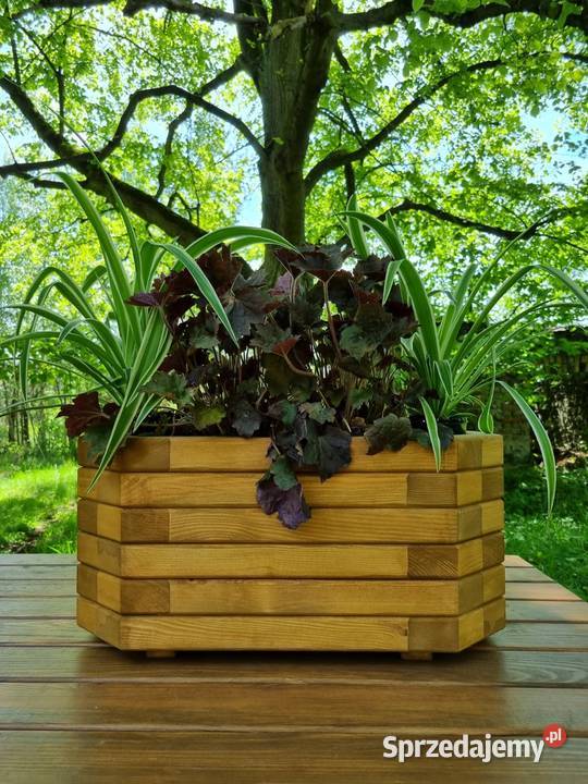 Donica drewniana prostokątna ogrodowa donica na Kalety