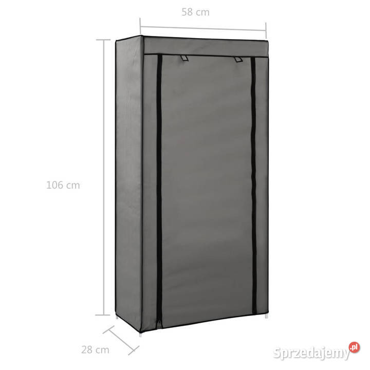Szafka na buty z osłoną szara 58x28x106 tkanina Na buty