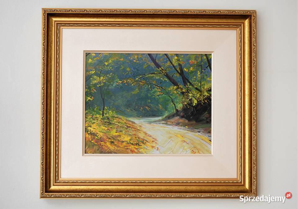 Wąwóz Kazimierz Dolny pejzaż obraz olejny M M wielokolorowy lubelskie Lublin