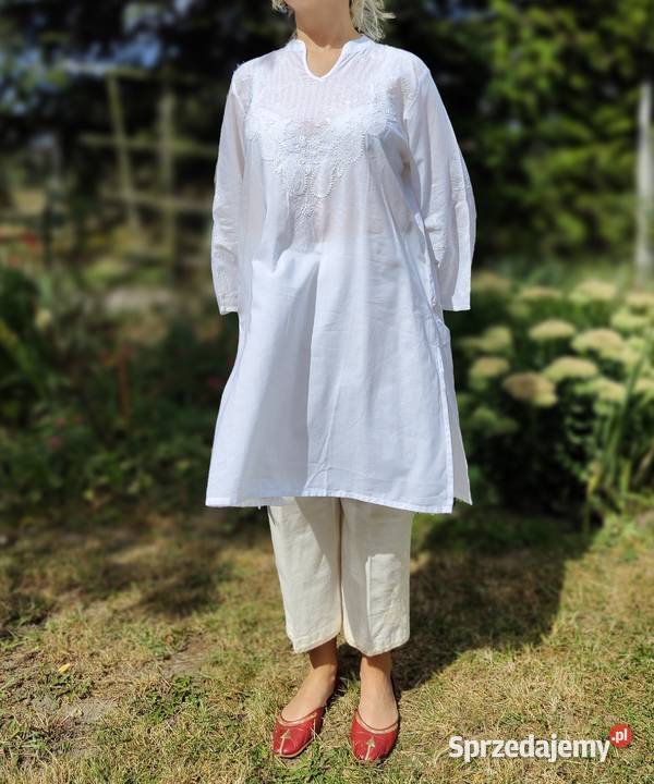 2 Biała tunika bawełniana M 38 haftowana haft zachodniopomorskie Szczecin