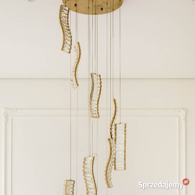 Żyrandol kryształowy złoty glamour lampa wisząca Oświetlenie Warszawa