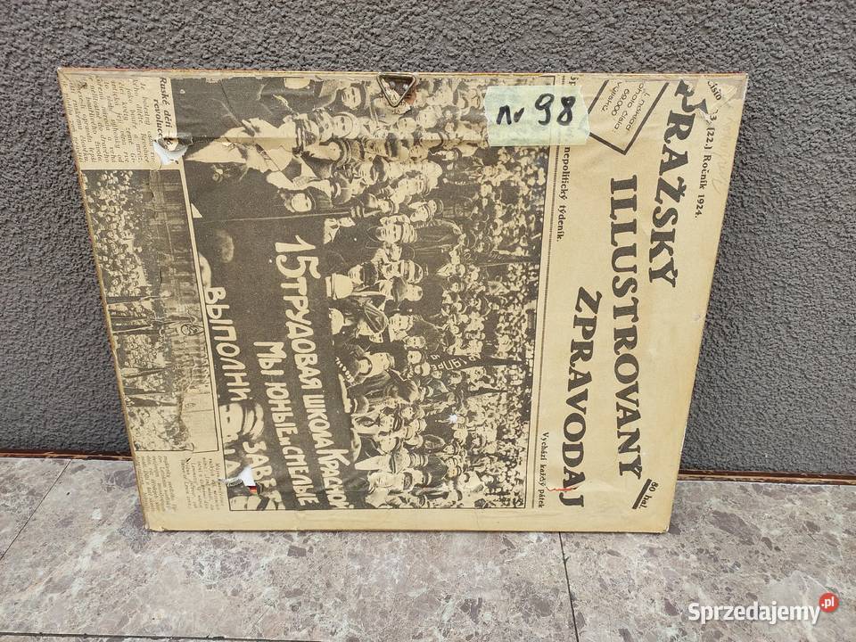 98 Mały oszklony obrazek dzieci stara złota Tczew sprzedam