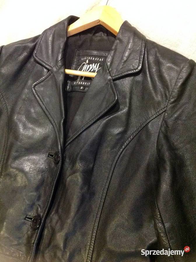 Marynarka Kurtka Skórzana Damska S Czarna skóra Nowa Sól