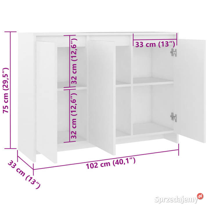 Komoda biała 102x33x75 materiał drewnopochodny mazowieckie