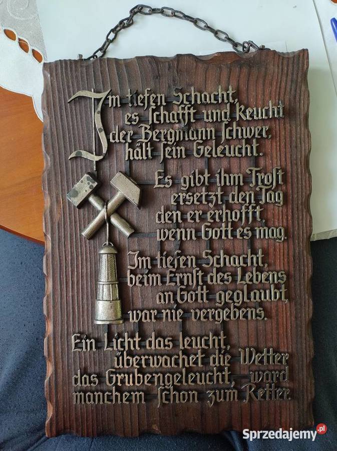Kolekcjonerska górnicza drewniana tabliczka śląskie