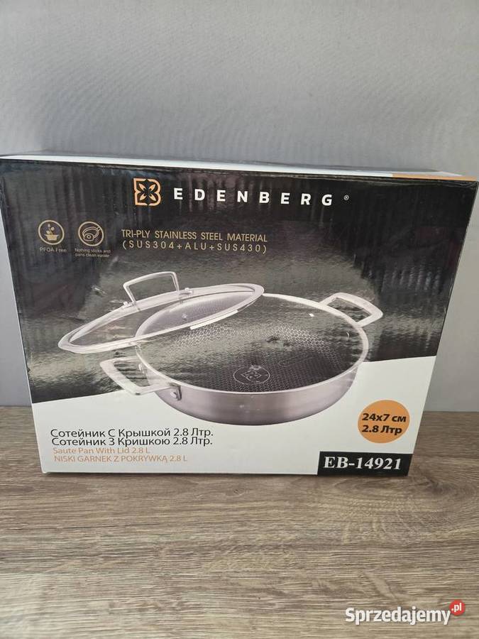 Niski garnek Edenberg EB14921 z pokrywką 28 l Drwalew