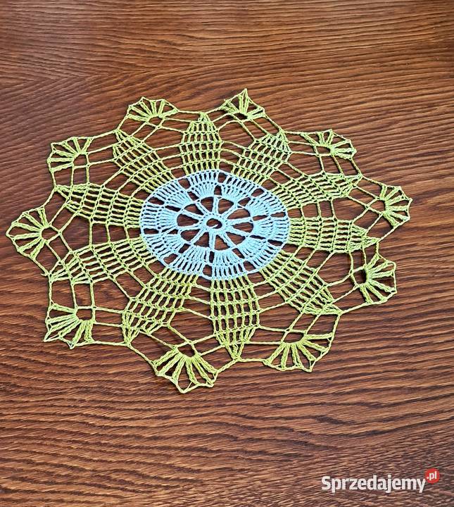 Serweta na szydełku rękodzieło bawełna biało wielkopolskie