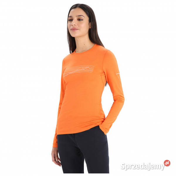 Icebreaker women tech lite II SS tee ski stripes pomarańczowy Lubraniec