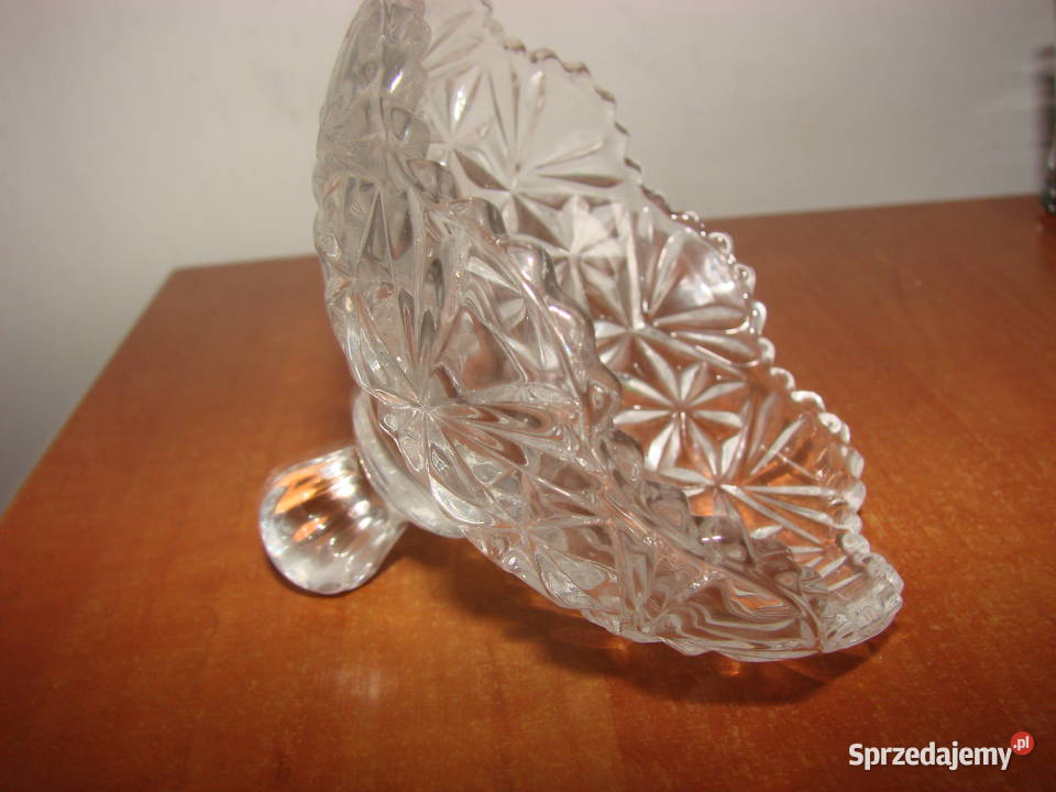 szklana pokrywka cukiernicy PRL