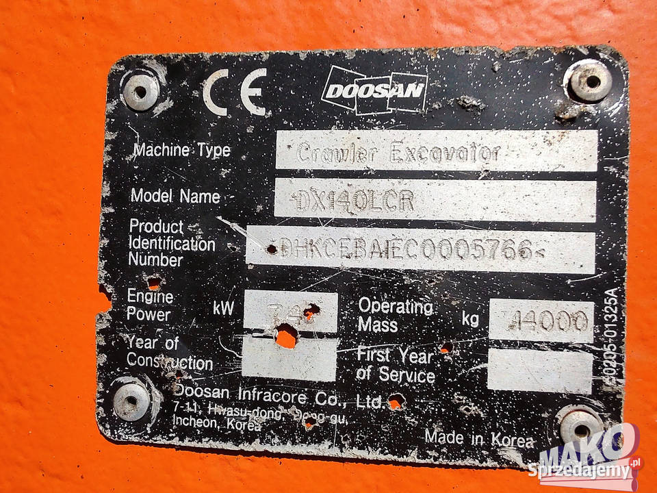 Doosan DX140LCR 8073 mtg DX 140 LCR DX140 CAT EC Ostrowiec Świętokrzyski