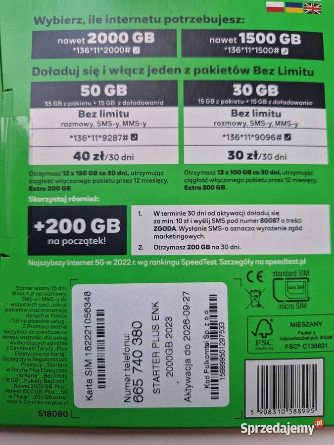 Karta Sim z łatwym numerem Wejherowo