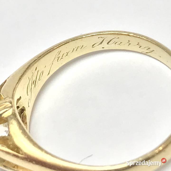 Złoty PIERŚCIONEK 750 18K z DIAMENTEM w starym Warszawa