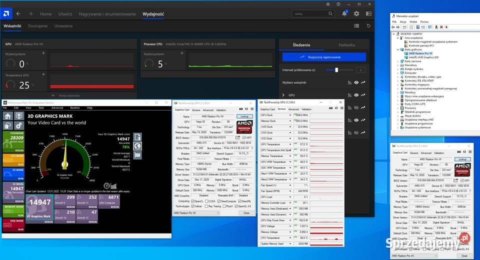 AMD Radeon Instinct MI50 16GB serverowa wersja Łazy