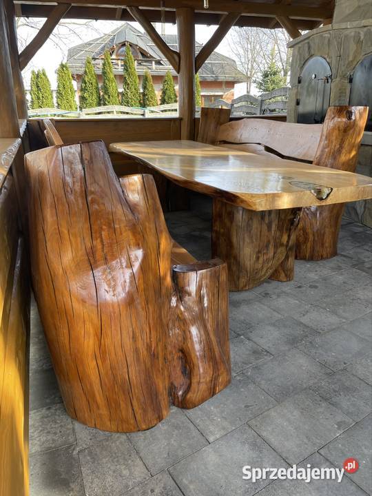 Meble ogrodowe stół monolit stolik live edge dąb Zestawy mebli ogrodowych Meble ogrodowe mazowieckie