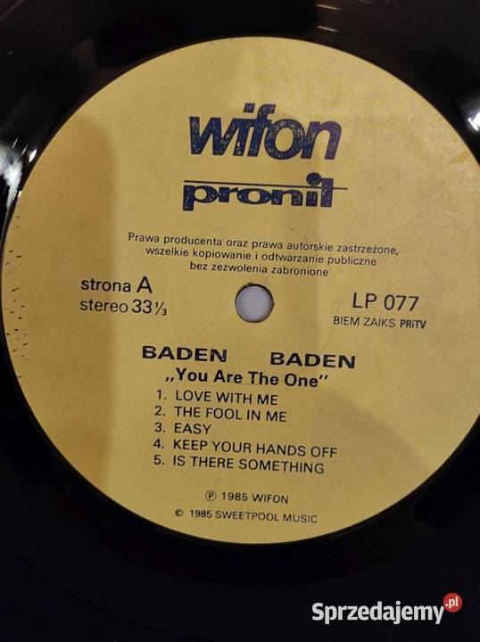 1985 You Are the One Baden Baden Płyta Muzyka Kielce