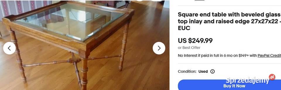 2 Stoliki drewniane ze szklanymi blatami lata 60 sprzedam