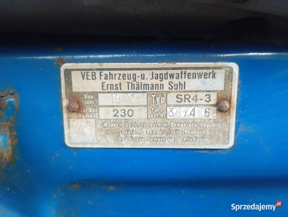 Simson sperber sr43 do remontu różowy zachodniopomorskie Stargard