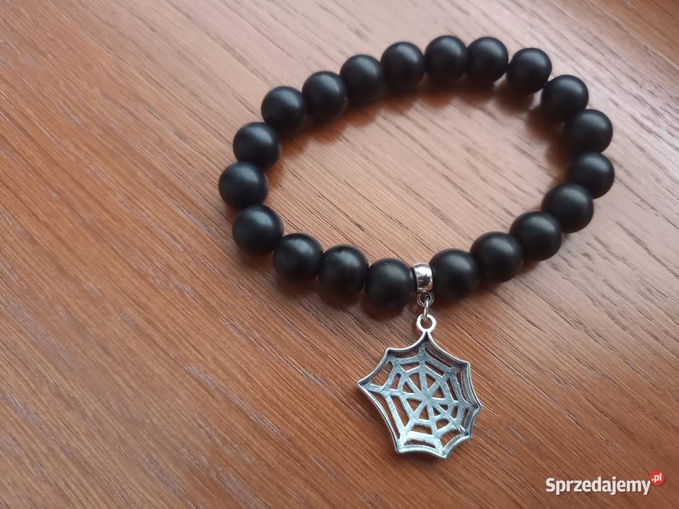 Bransoletka z koralików onyksowych z zawieszką Sosnowiec