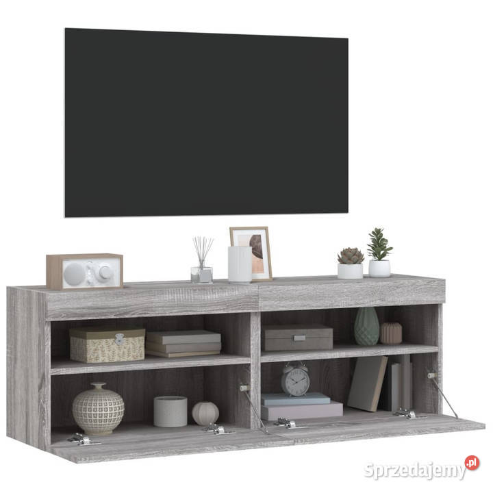 Ścienne szafki TV z LED 2 szary dąb sonoma Warszawa