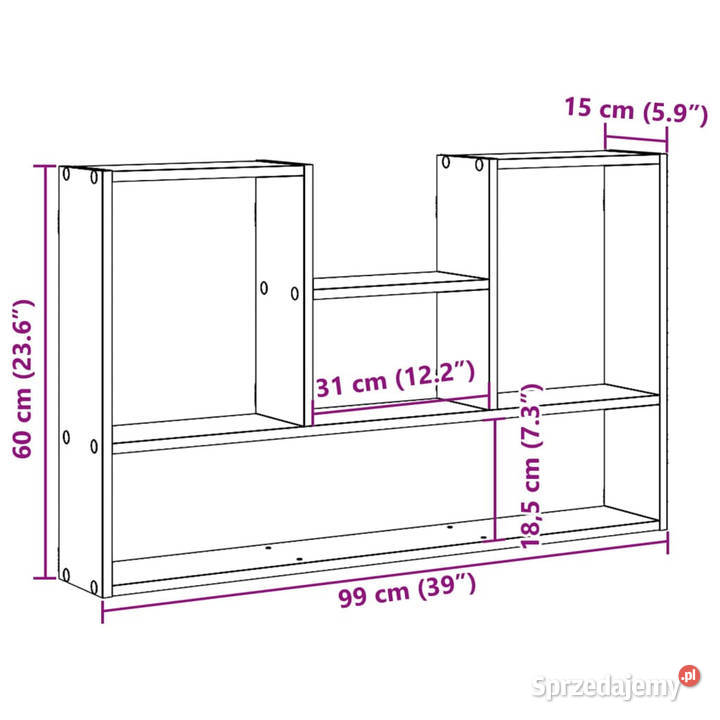 Półka ścienna czarna 99x15x60 materiał sprzedam