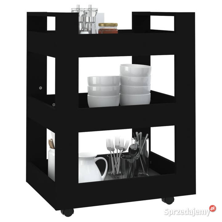 Wózek kuchenny czarny 60x45x80 materiał