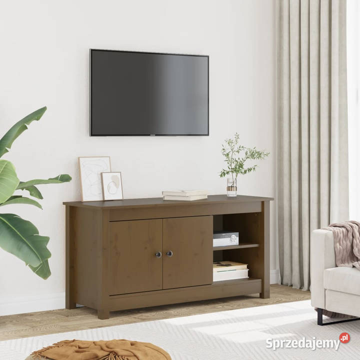 Szafka pod TV miodowy brąz 103x365x52 drewno Warszawa