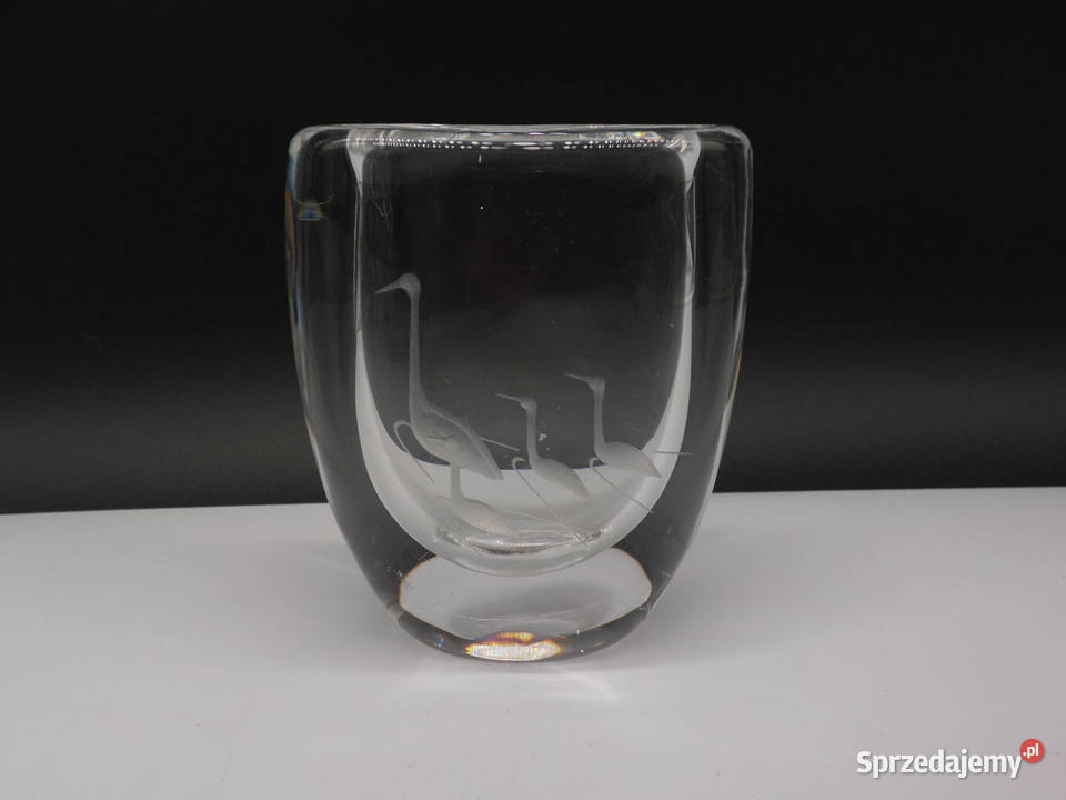 Wazon szklany Kosta Boda z trawionym motywem