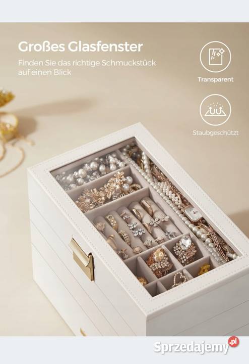 SONGMICS Pudełko na biżuterię 4 poziomy gablota Gorzów Wielkopolski