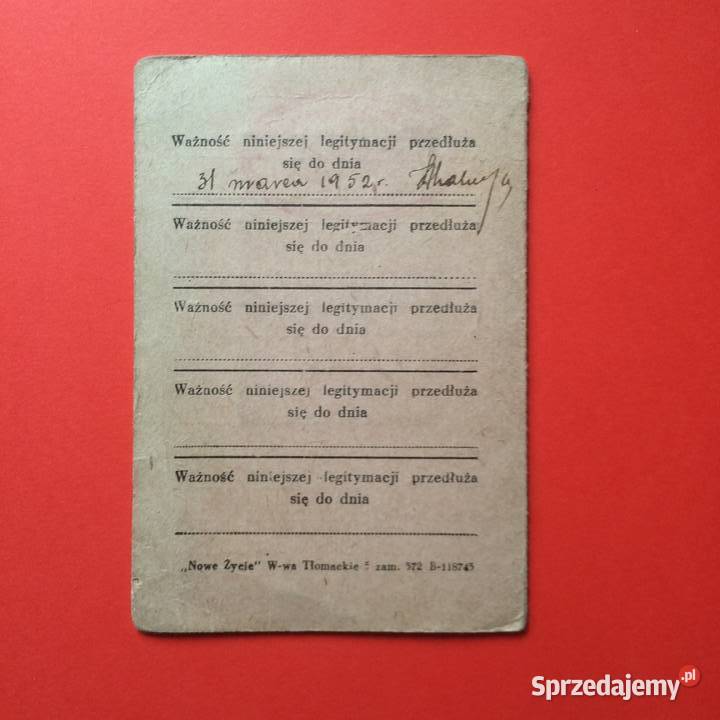 1421 Legitymacja Zakładu Pracy w Szczecinie zachodniopomorskie Szczecin