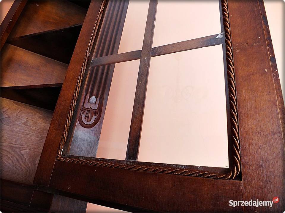 Stara Szafka narożna drewniana rzeźbiona Witryna Kredensy i witryny