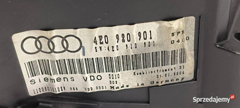 LICZNIK ZEGAR AUDI A8 D3 4E0920901 Lipno