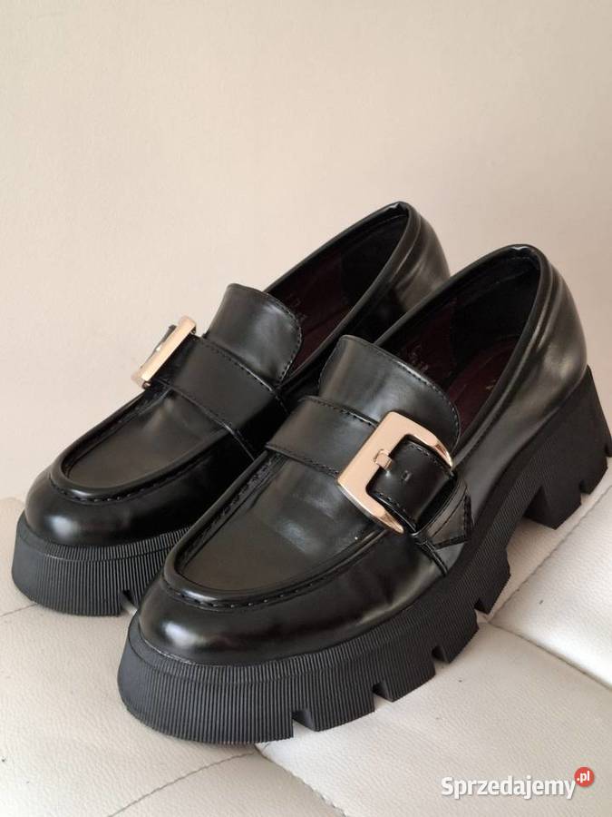 Zara 39 mokasyny loafersy czarne wysoka podeszwa skóra ekologiczna małopolskie Kraków